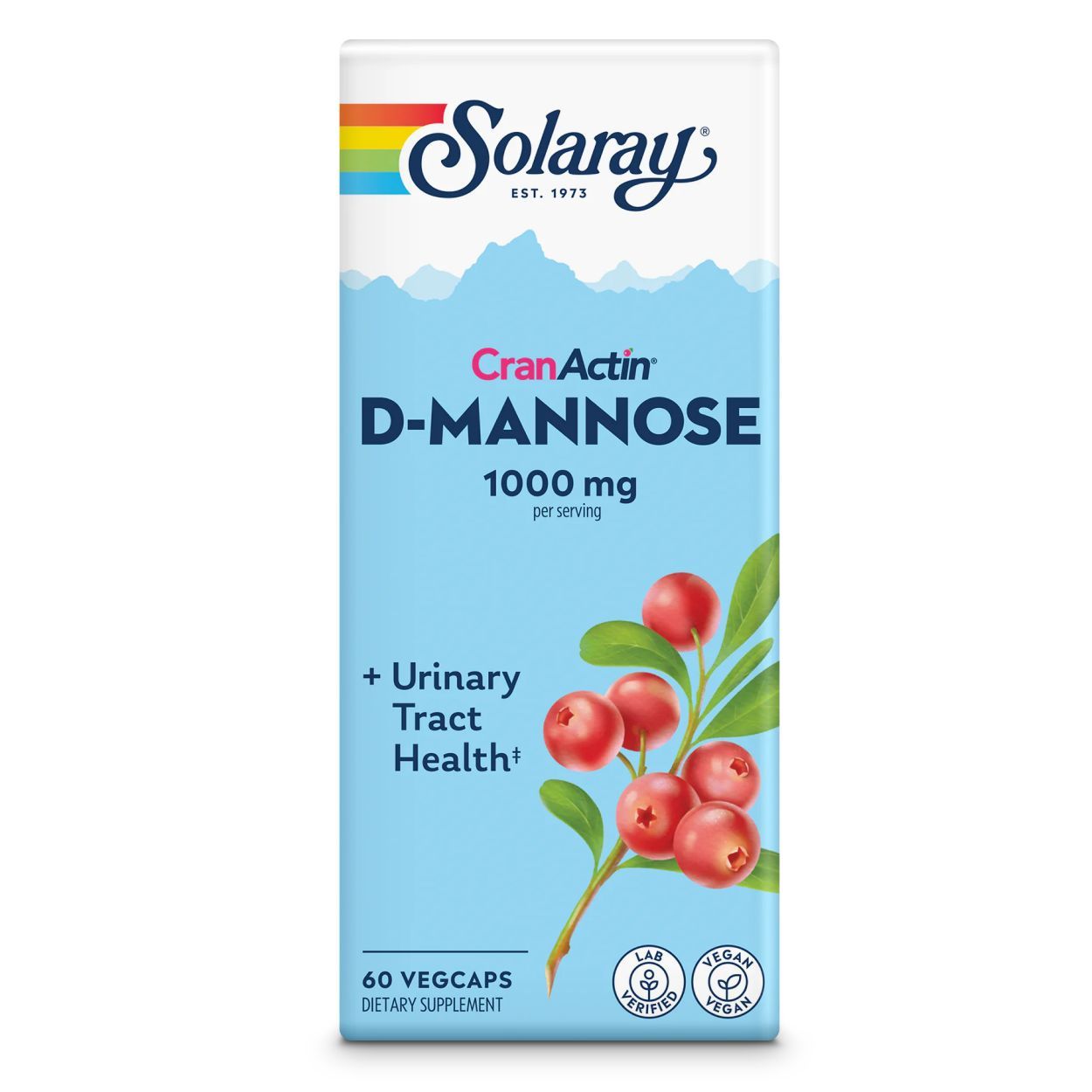 Д Манноза 1000mg 60 капсул, D-Mannose 1000 mg Solaray