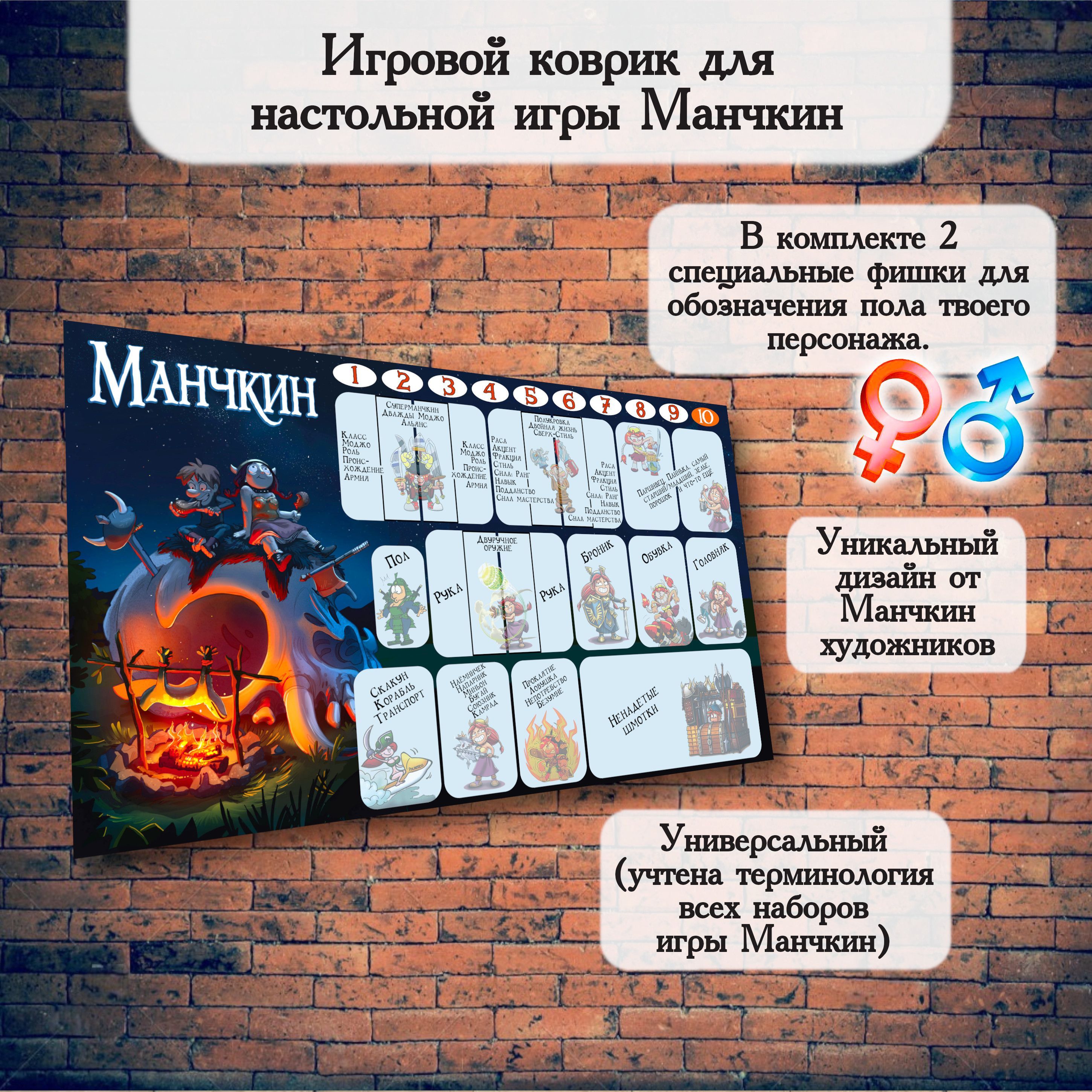 ПланшетМанчкин,ИгровойковрикдлянастольнойигрыМанчкин