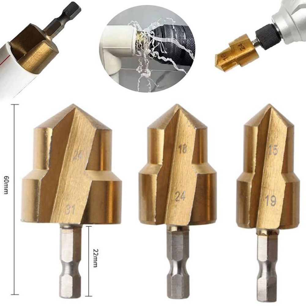 Универсальныйнаборступенчатыхсверл3шт.(15-19/18-24/24-31мм)длялегкогосверления,расширенияиобработкитрубPPR,ПВХ,дереваидругихматериалов