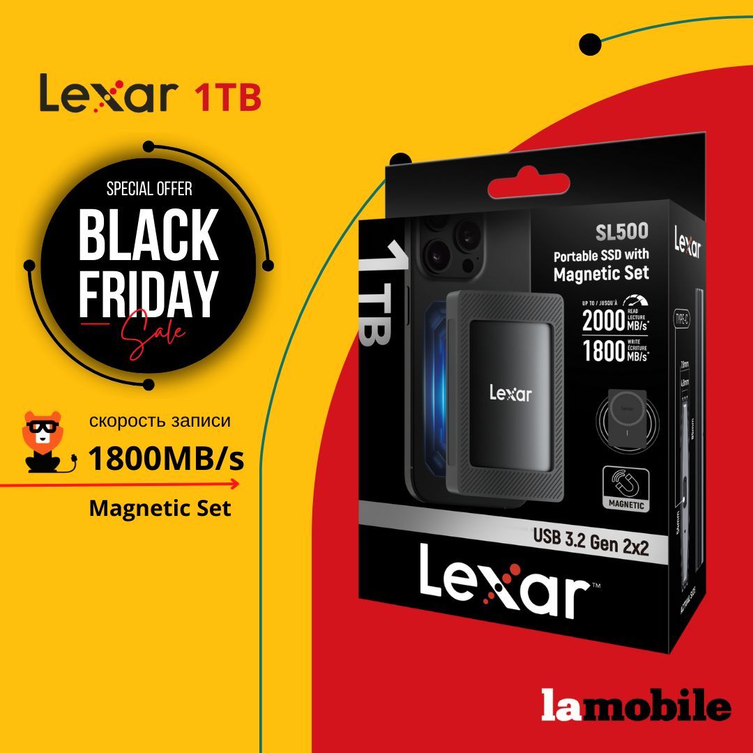 Внешний SSD-накопитель Lexar SL500 with Magnetic Set 1TB USB 3.2 Gen 2x2