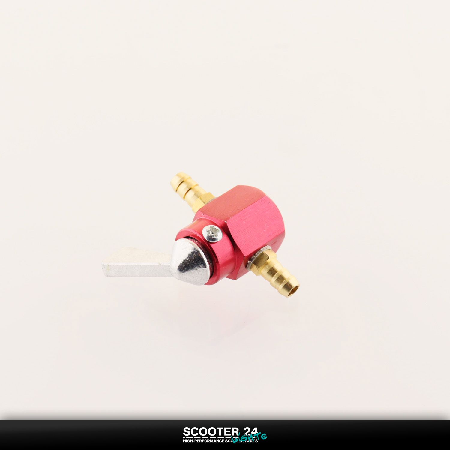 Кран топливный для мототехники (стайлинговый) универсальный (красный) бензиновый на мопед / скутер мотоцикл и питбайк / от 50 до 300 кубов квадроцикл