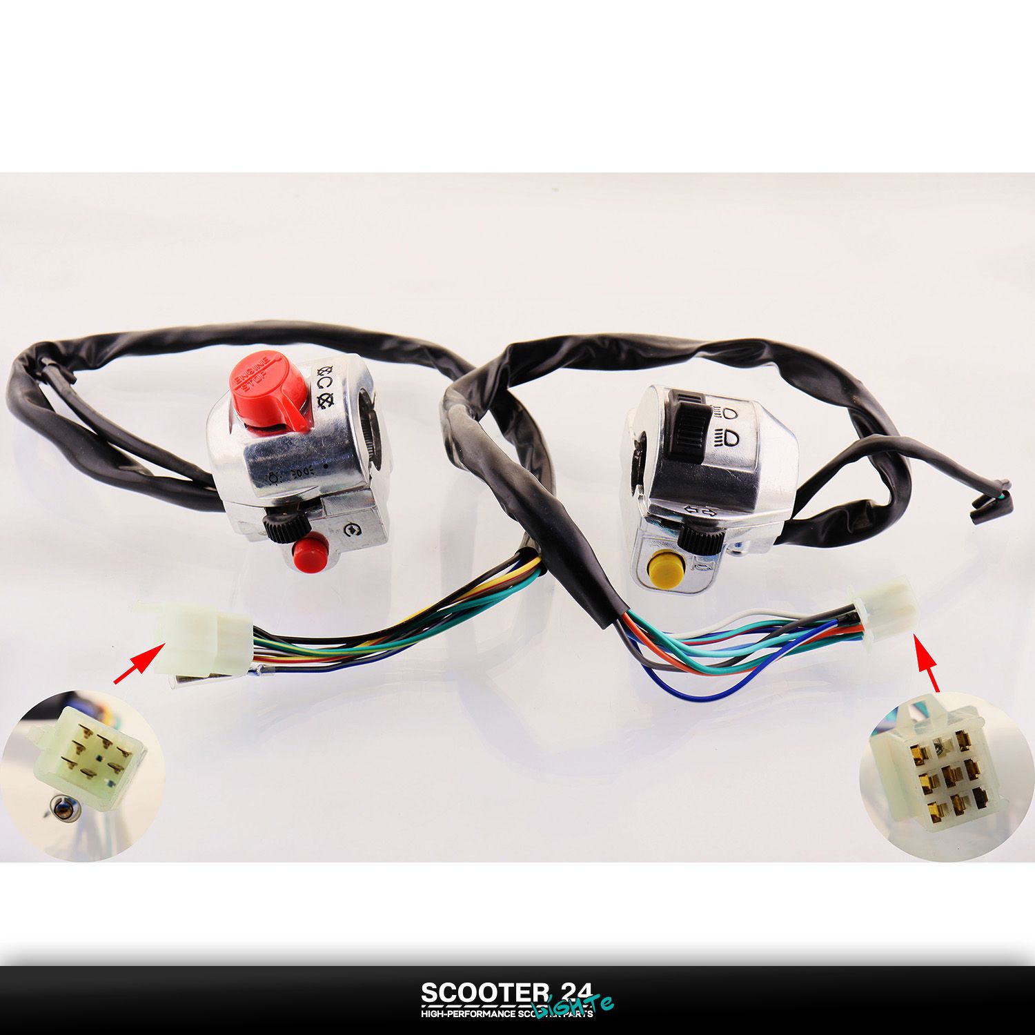 Блоки кнопок руля (пара пульты) на мопед HONDA CM 125 ZS50F 7/8 дюйма 22см / алюминий чоппер / хром Хонда СМ