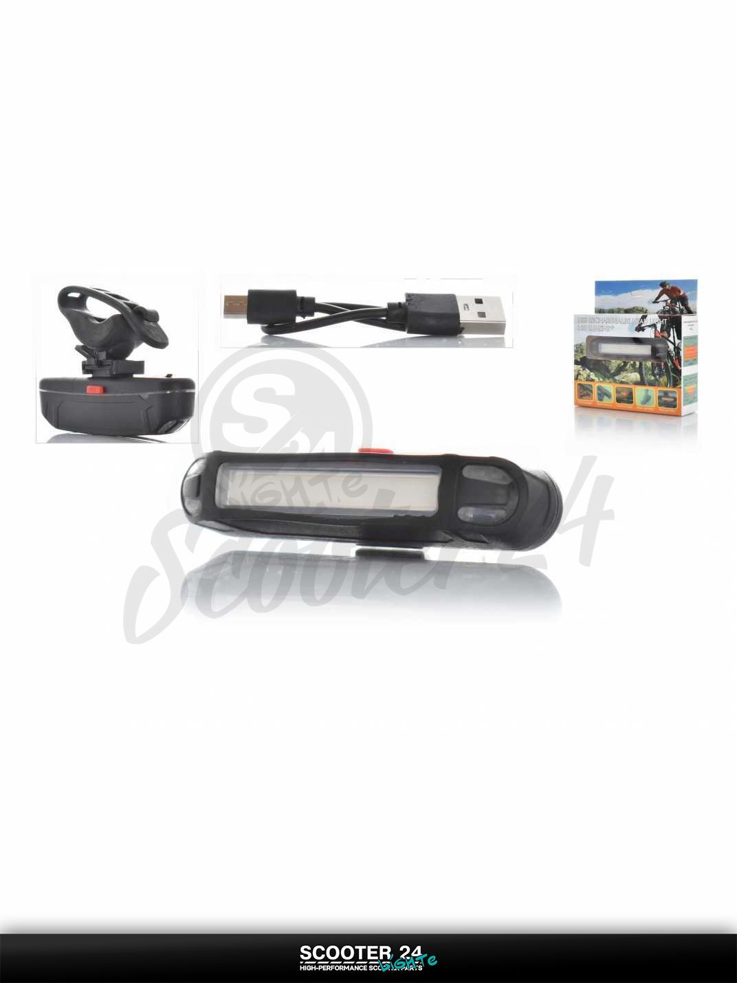 Габарит для мототехники USB, 15 диодов, 100lm, 5 режимов, красный/синий свет #DEN 031