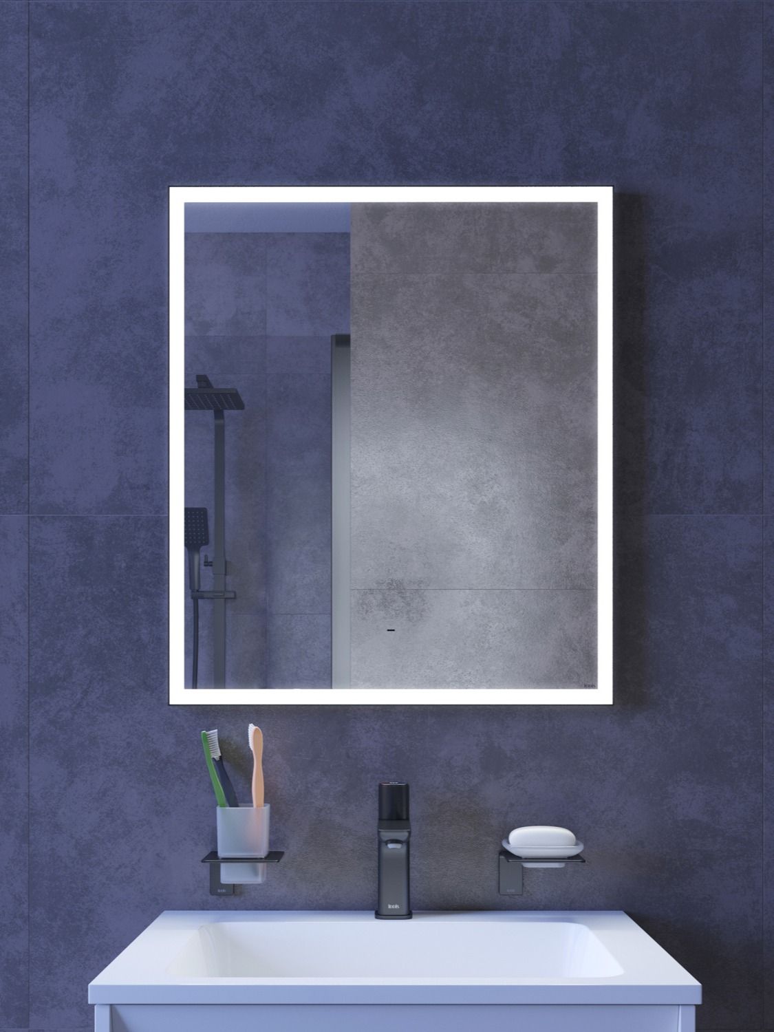 Фото товара на маркетплейсе ozon Зеркало с подсветкой и термообогревом для ванной комнаты IDDIS, 60 см, Slide, SLI6000i98