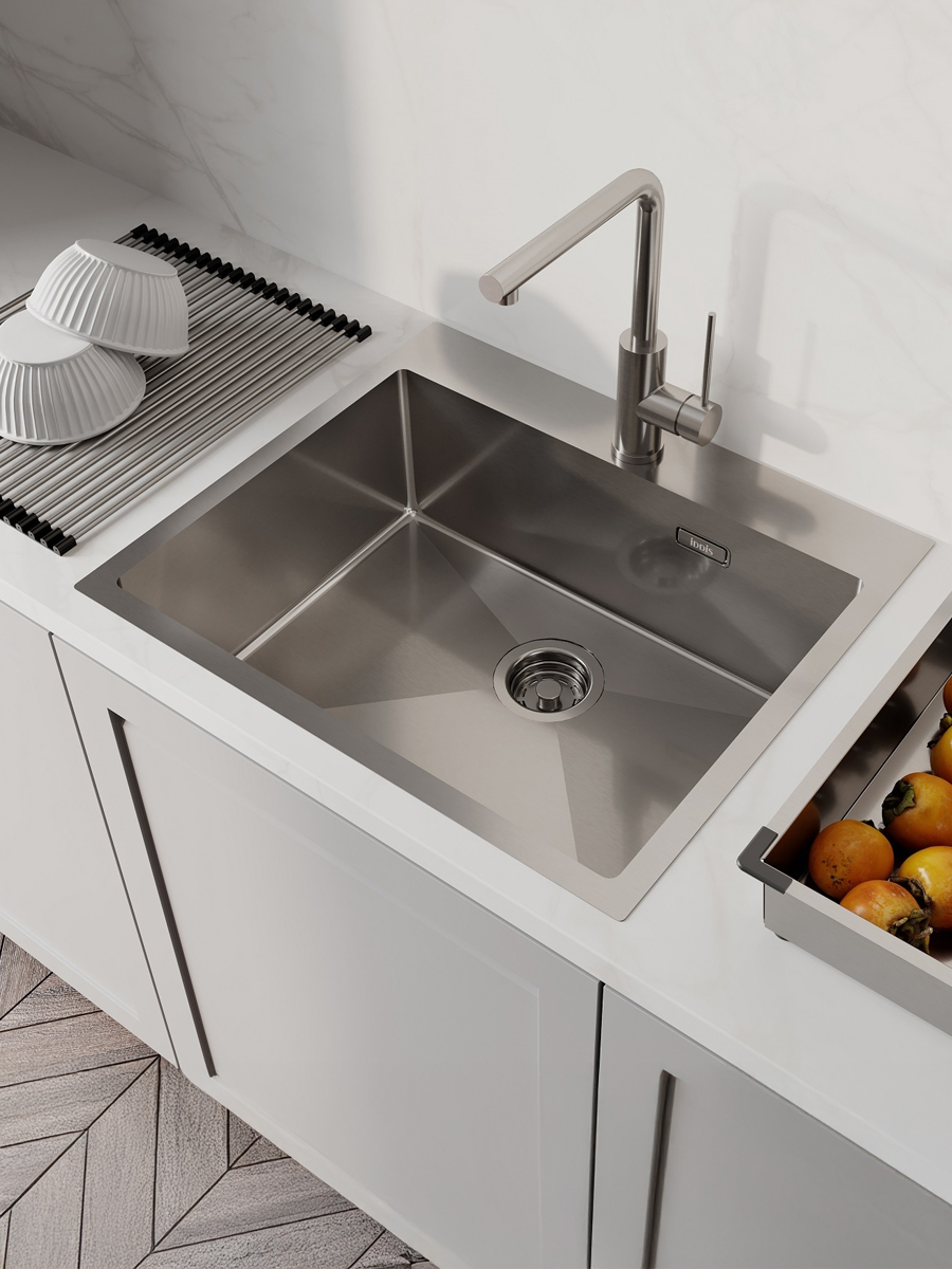 Фото товара на маркетплейсе ozon Мойка для кухни IDDIS, врезная, 51х59х20 см, нержавеющая сталь, без крыла, матовая, Haze, HAZ59S0i77