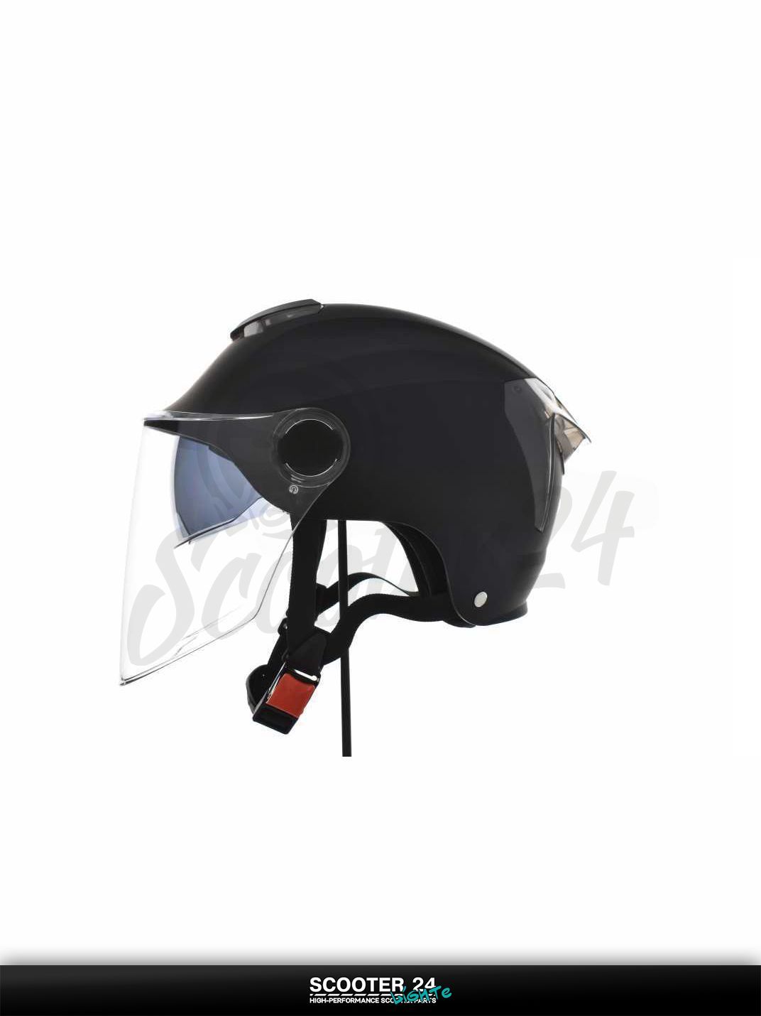 Мотошлем открытый ( вело/самокат) "DAVID" (#S308, черный матовый, регулятор размера, очки, AB на мотоцикл / мопед и скутер