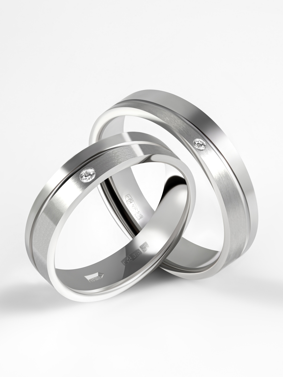 Кольцо обручальное серебро 925 с фианитом