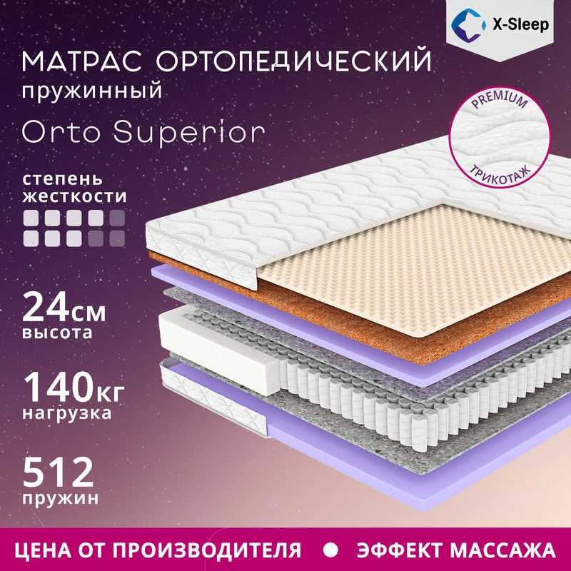 X-Sleep Матрас Orto Superior, Независимые пружины, 150х190 см #1