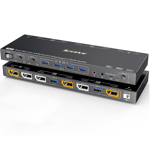 DP KVM-переключатель DisplayPort 2 ПК-монитор 8K @30 Гц 4K @144 Гц ...