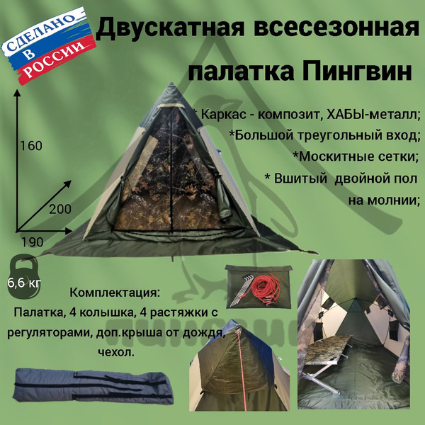 Палатка 2-местная Пингвин Двускатная - купить по выгодной цене в ...