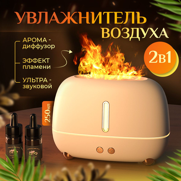 Увлажнитель воздуха ультразвуковой "Flame", белый /аромадиффузор ...