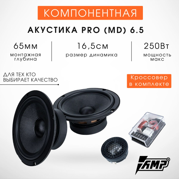 Колонки 16 см автомобильные AMP PRO 6.5 (полный комплект) - купить по ...