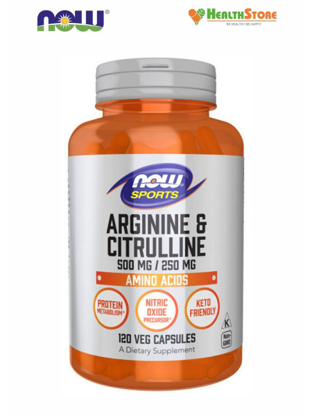 NOW Arginine 500мг & Citrulline 250мг 120 капсул "NOW L-Аргинин L ...