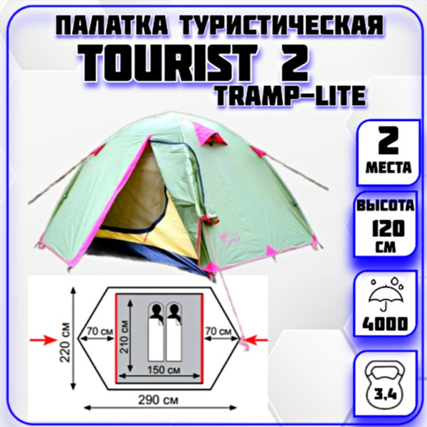 Палатка 2-местная Tourist_2_green - купить по выгодной цене в интернет ...