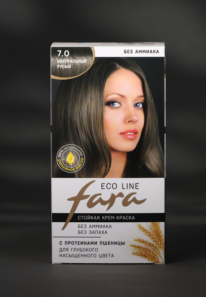 Краска для волос натуральный русый FARA Eco Line тон 7.0 стойкая крем ...