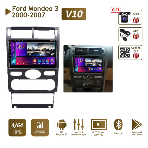Штатная магнитола 720P 4+64Гб для Форд мондео/Ford Mondeo 3 2000-2007 2 ...