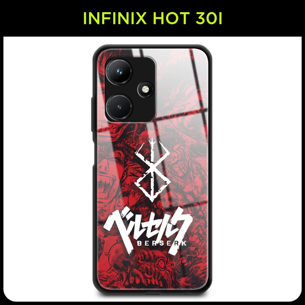 Стеклянный чехол на Infinix Hot 30i / Инфиникс Хот 30i с принтом аниме ...