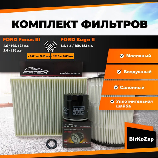 Комплект фильтров для FORD Focus III, Ford Kuga II 1,5-1,6 (фильтр ...
