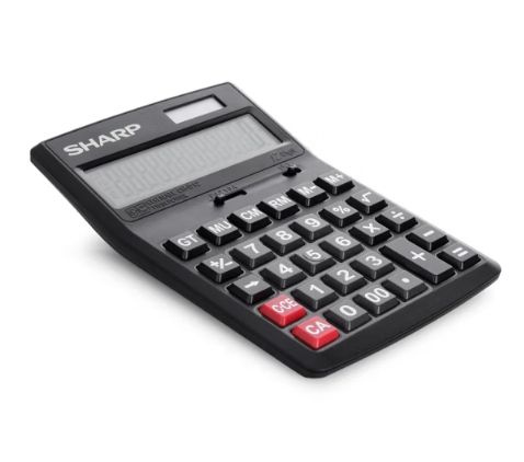Офисный калькулятор SHARP CH-D12, пуговичный аккумулятор + солнечный ...