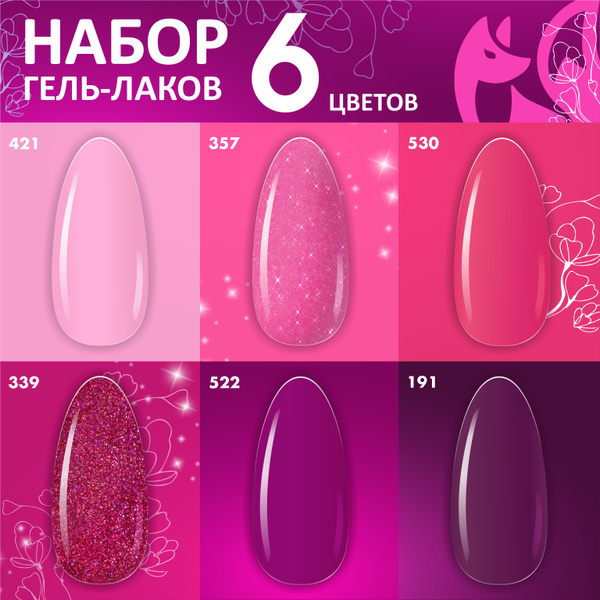 FOXY EXPERT ::: Набор гель лаков для ногтей. "Маджента". Набор для ...
