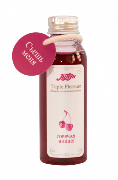 Съедобный лубрикант-массажное масло Triple Pleasure Горячая вишня (65 г ...