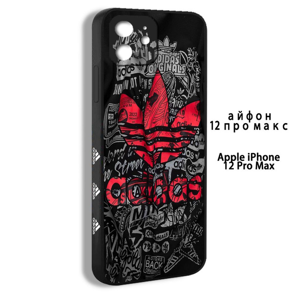 чехол для айфон iPhone 12 Pro Max adidas красный эстетический модный ...