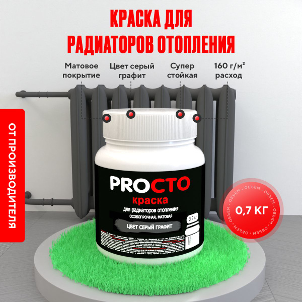Краска для радиаторов отопления, батарей и труб серый графит матовая ...