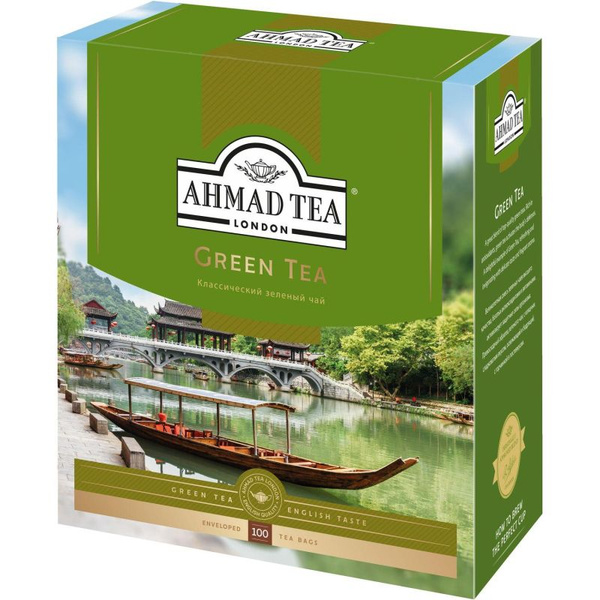Ahmad Tea Чай зеленый Green Tea, 100 пакетиков - купить с доставкой по ...
