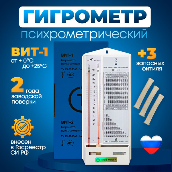 Гигрометр психрометрический Вит-1 с поверкой 2 года - купить по ...