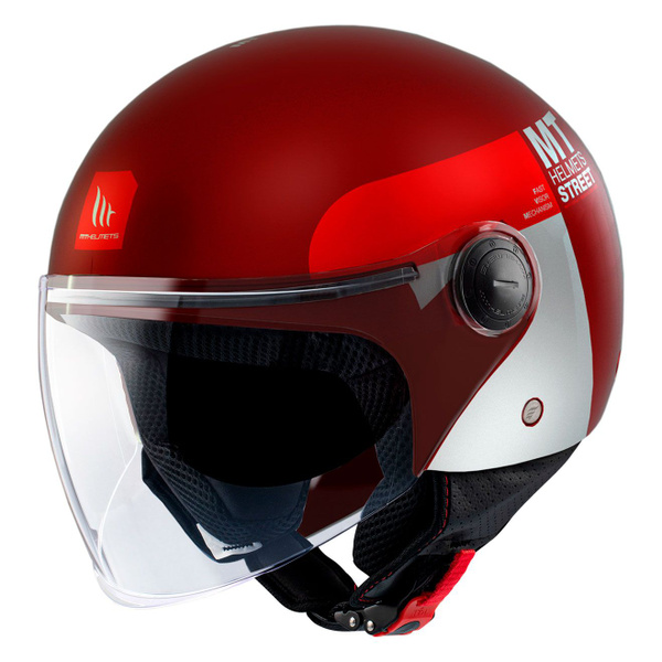 Открытый шлем для мотоциклистов MT STREET S INBOARD Matt Red S ...