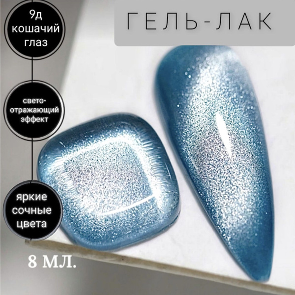Гель-лак кошачий глаз светоотражающий голубой . купить на OZON по ...
