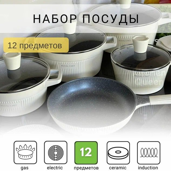 Набор посуды с антипригарным покрытием / Кастрюли и сковороды для ...