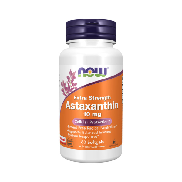 Астаксантин NOW Astaxanthin, 10 мг - 60 капсул (капс массой 750 мг ...