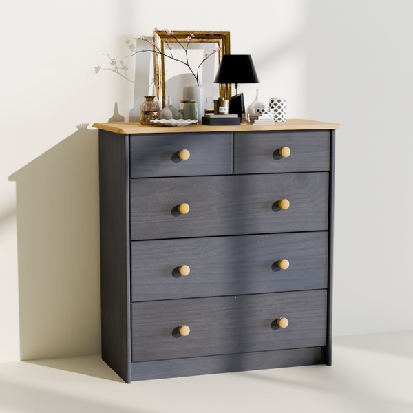 Комод Dipriz Д.2301_Белый воск, 75x35x80 см, 5 ящ. купить c доставкой ...