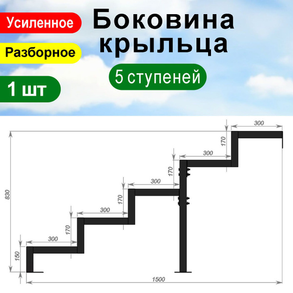 Крыльцо к дому 5 ступеней - Боковина 1 шт. - купить с доставкой по ...