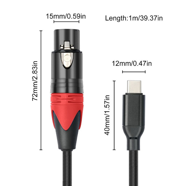 Кабель XLR для динамического микрофона с разъемом типа C - 1м - купить ...