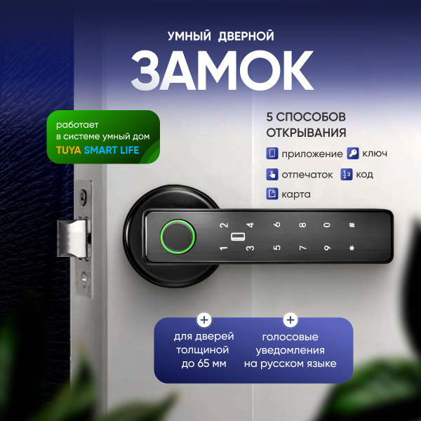 Умная дверная ручка с биометрической технологией, электронный замок ...