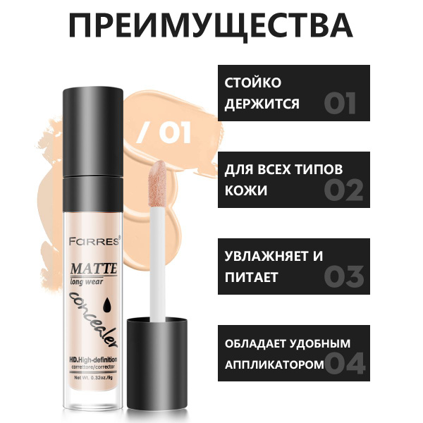 Консилер для лица под глаза светлый плотный увлажняющий от темных ...