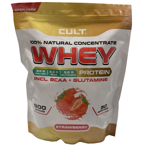 Протеин сывороточный Cult Whey Protein 80 - 900 грамм, клубника (новый ...