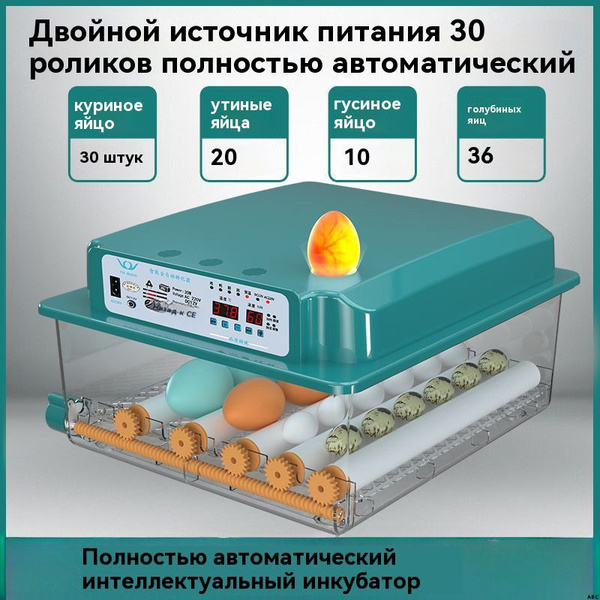 Инкубатор для яиц автоматический 30 с терморегулятором, гигрометром ...