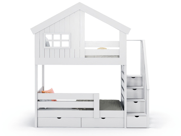 АРТЭ Двухъярусная кровать домик Корона 5 90х200 см белая купить на OZON ...