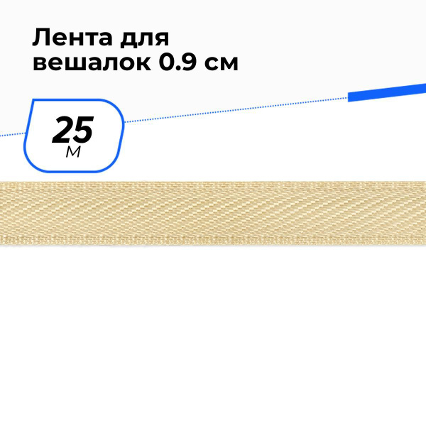 Лента для рукоделия, тесьма для шитья техническая 0.9 см, 25 м - купить ...