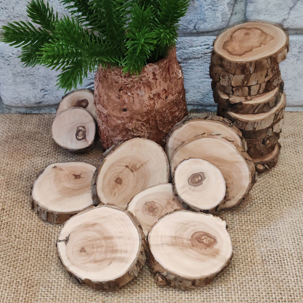 Спилы дерева (груша садовая). d 3,5 - 4 см, 7 шт/упак, шлифованные ...