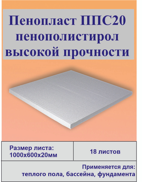 Утеплитель ПЕНОПЛАСТ для фундамента, бассейна, теплого пола ППС-20 ...
