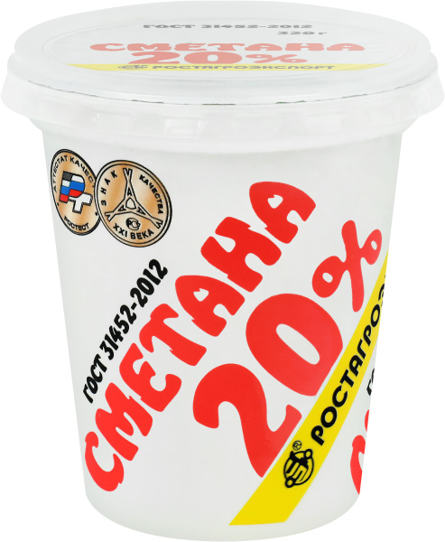 Характеристики Сметана РОСТАГРОЭКСПОРТ 20% без змж, 320г подробное ...