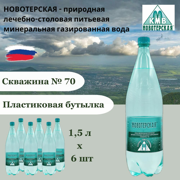 Вода минеральная Новотерская Целебная, лечебно-столовая, 1,5 л х 6 шт ...