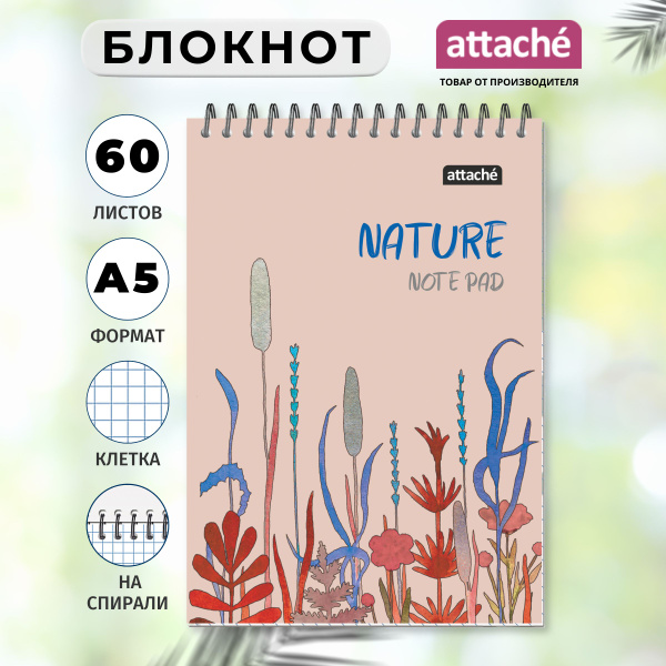 Блокнот Attache, А5, 60 листов, в клетку, на спирали - купить с ...