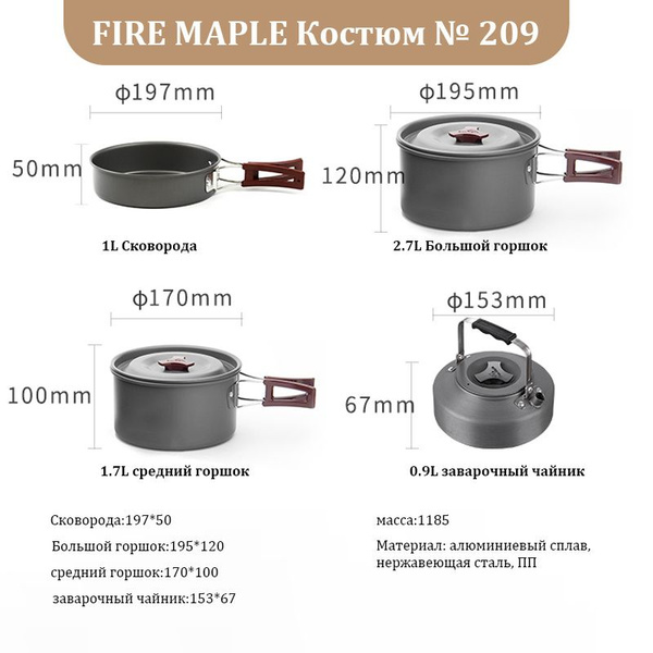 FIRE MAPLE Посуду для приготовления пищи на открытом воздухе можно ...