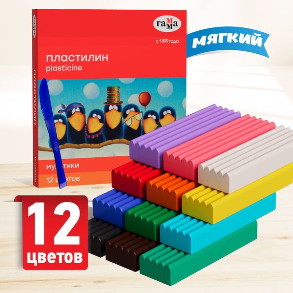 Пластилин для школы детский ГАММА Мультики 12 цветов купить на OZON по ...