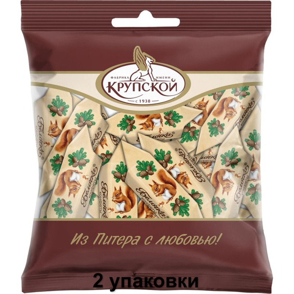 Фабрика им. Крупской Шоколадные конфеты Белочка, 200 г, 2 уп - купить с ...